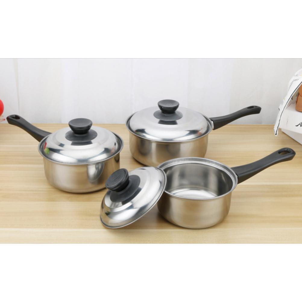 MULYO - Panci Set Stock Pot Panci Susu Mini Stainless Steel Panci Sup Soup Pot Baskom dengan Tutup S