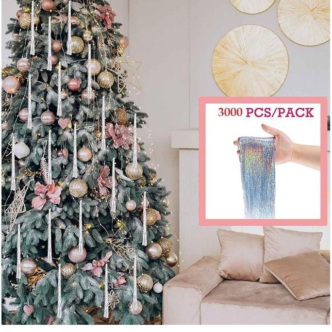 ACC145 Tinsel Slinger Rumbai Metalik GabaGaba Tirai Foil 3000Pcs/Pack Hiasan Pohon Natal Dekorasi Ru
