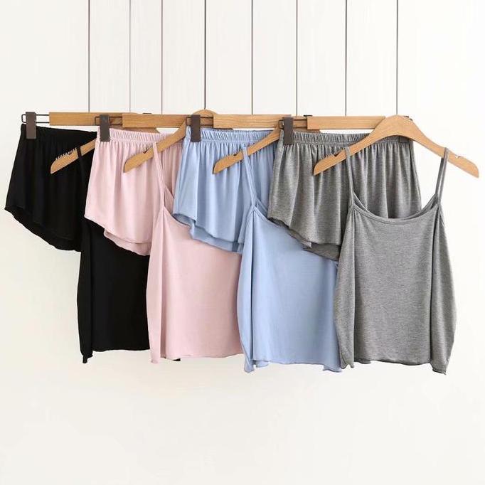MS Baju tidur wanita set tanktop hotpants setelan piyama jumbo big size kamisol tengtop model kutung
