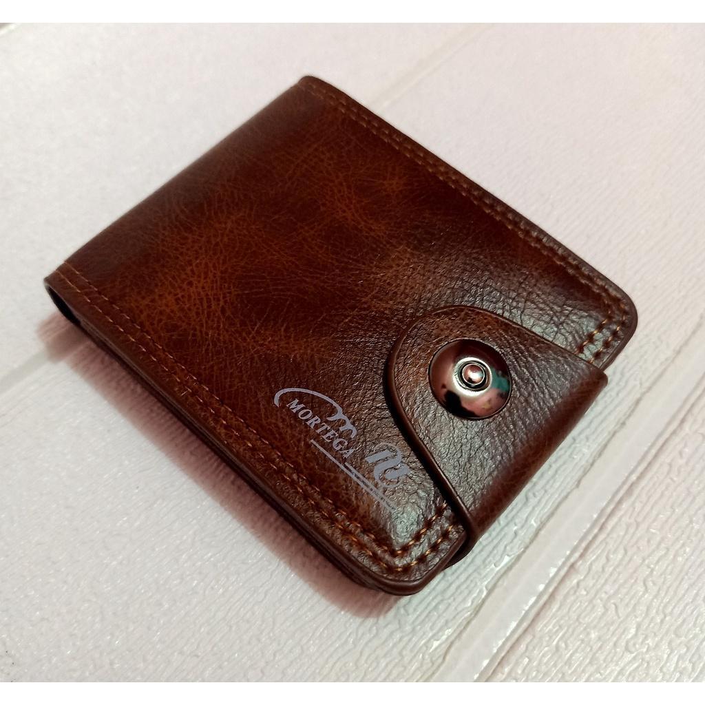 Dompet Kulit Pria Model Kancing Magnet Dompet Lipat Pria Dompet Kulit Kualitas Premium Dompet Cowo C