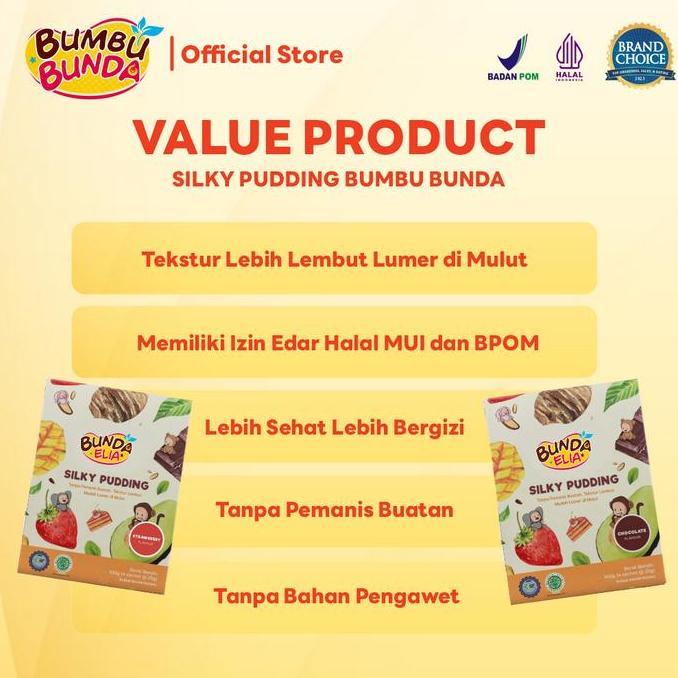 Bre- Bumbu Bunda Silky Pudding Strawberry / Coklat / Plain / Redvelvet 100Gr (Isi 4) -Cemilan Mpasi 