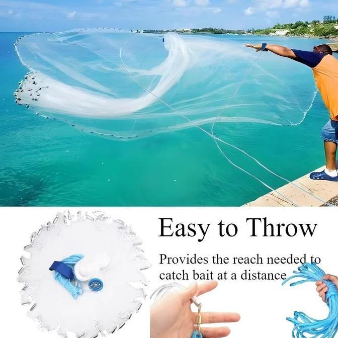 Cast a Net Jaring Jala lempar Nilon Perangkap Tangkap Ikan Udang Siap Pakai Pancing Ikan Fishing Thr