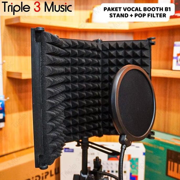 Paket Vocal Booth Recording Tech B1 With Stand & Pop Filter