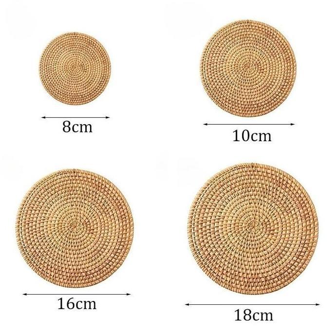 BOWATA 4 Ukuran Anyaman Rotan Alas Tatakan Piring Panci Anti Panas Coaster Placemat Tatakan Anyaman 