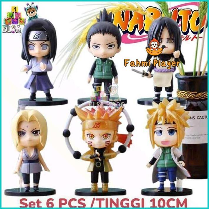Action Figure Naruto Set 6 Chibi Tinggi 10Cm Karakter Orochimaru / Neji Hyuga / Tsunade / Minato / S