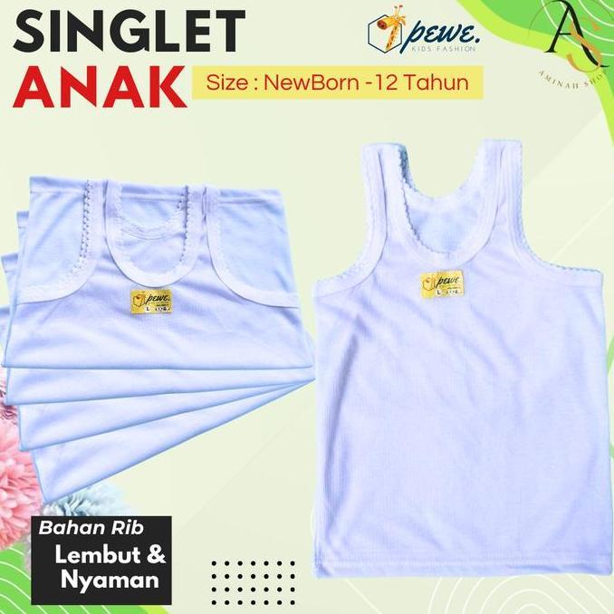 DE3 - 6 Pcs Harga Grosir Singlet Anak | KAOS DALAM SINGLET ANAK LAKI-LAKI DAN PEREMPUAN TK SD SMP SM
