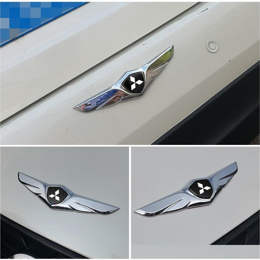 Emblem Mobil Mitsubishi Logo Chrome dengan Wing / Logo Mitsubishi Sayap Timbul 3D / Emblem Wings Mit