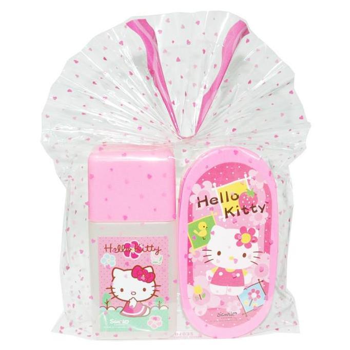 Sansan Wawa Tempat Makan Set Original Hello Kitty Plastik Ringan Aman untuk Anak Desain Menarik Muda