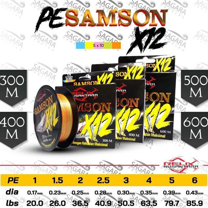 Senar PE Samson X16 PE Samson X12 300 | 400 | 500 | 600 Meter PE Relix Nusantara Senar Pancing