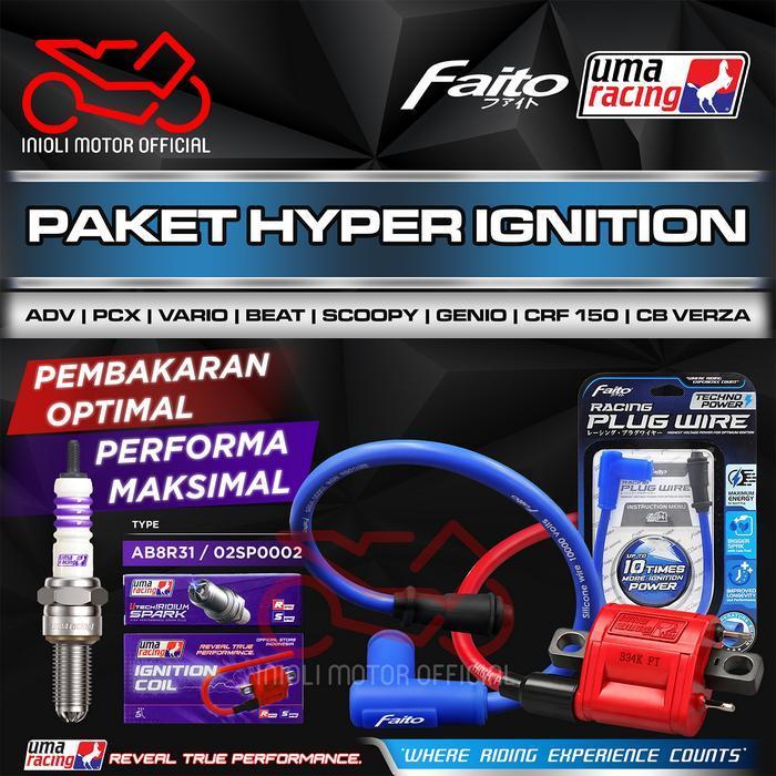 Paket Upgrade Busi Iridium Kabel Cop Busi Coil Injeksi Uma Racing Faito Beat Scoopy Genio Spacy Vari