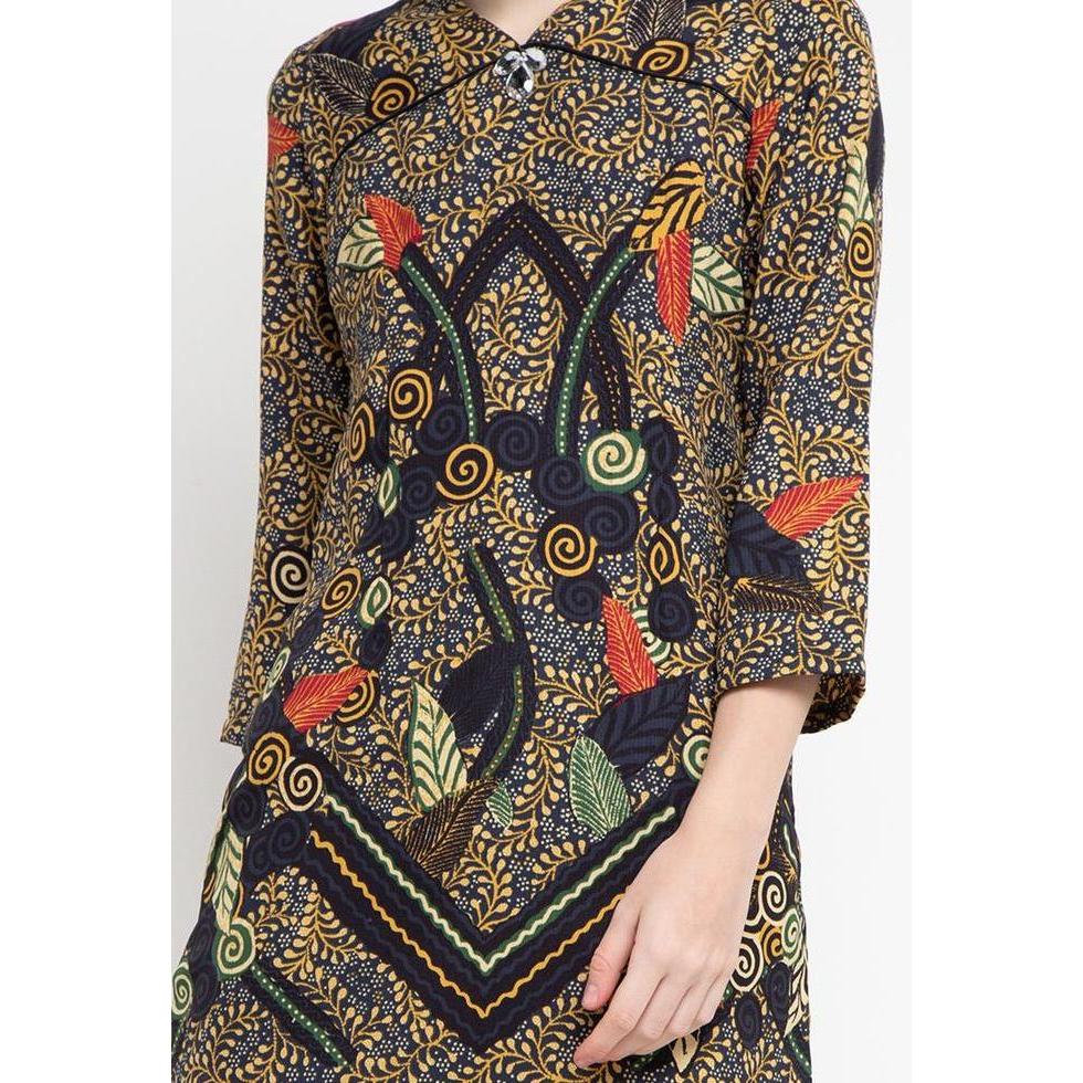 Arjuna Weda Sackdress Batik Wanita Motif Gentengan - Bahan Semi Sutera Dobby | Resleting Belakang