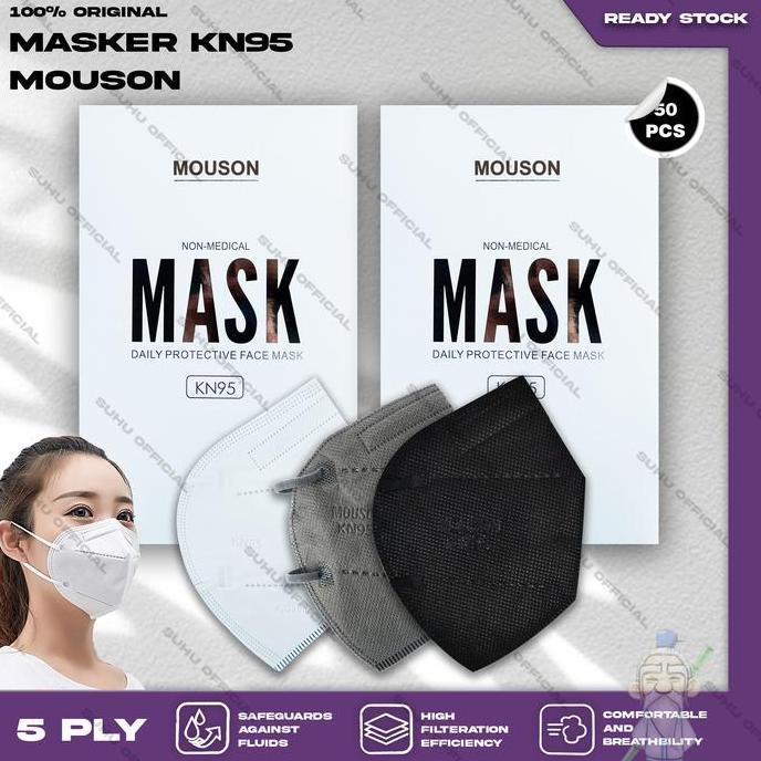 RANDA.SIKOLI - MASKER KN95 MOUSON 5PLY ISI 50PCS PUTIH HITAM ABU KN 95 5 PLY
