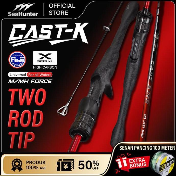 Termurah [Official] Seahunter Cast King Joran Pancing Karbon Tinggi 180Cm/198Cm M/Mh Two Rod Tips Fu