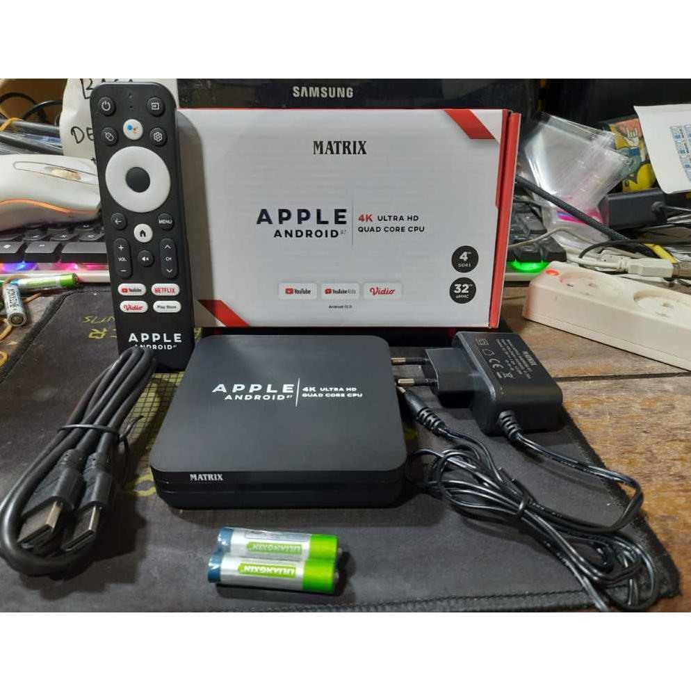 HOT PRODUCT ORIGINAL STB ANDROID TV BOX MATRIX APPLE RAM 4GB / INTERNAL 32GB BLUETOOTH VOICE