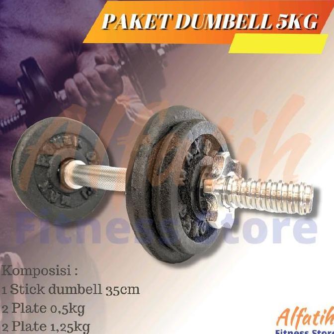 Paket Barbel Dumbell Besi 5kg Dumbell Set Besi 5kg