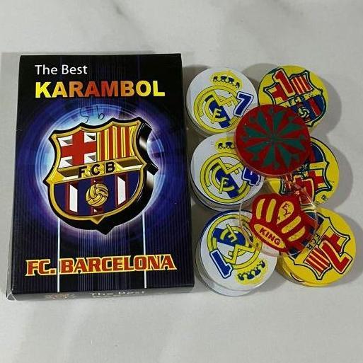 Promo Biji Karambol Biasa Tebal 5 Mm Motif Barcelona Real Madrid / Random | Koin Krambol Satu Lapis 