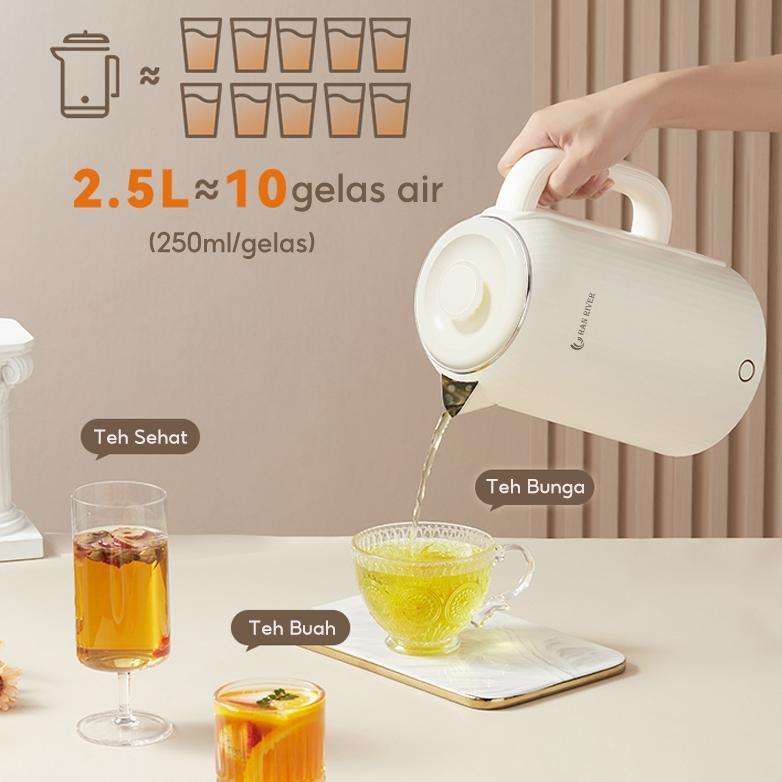 TERBARU HAN RIVER 2.5L TEKO LISTRIK TEKO PEMANAS AIR LISTRIK 304 STAINLESS