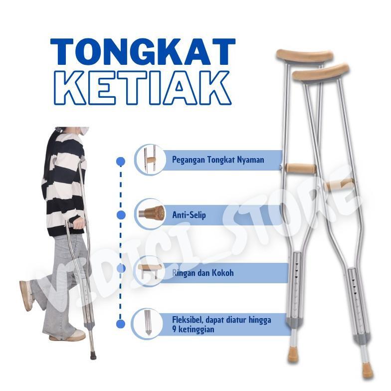 Satuan Tongkat Ketiak Cruch Tongkat Kruk Tongkat Ketiak Stainless Alat Bantu Jalan/ Tongkat Ketiak