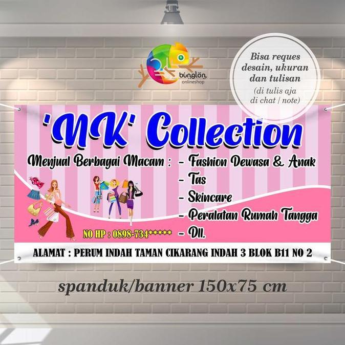 Spanduk Banner Toko Olshop, Fashion,  Peralatan Rumah Tangga