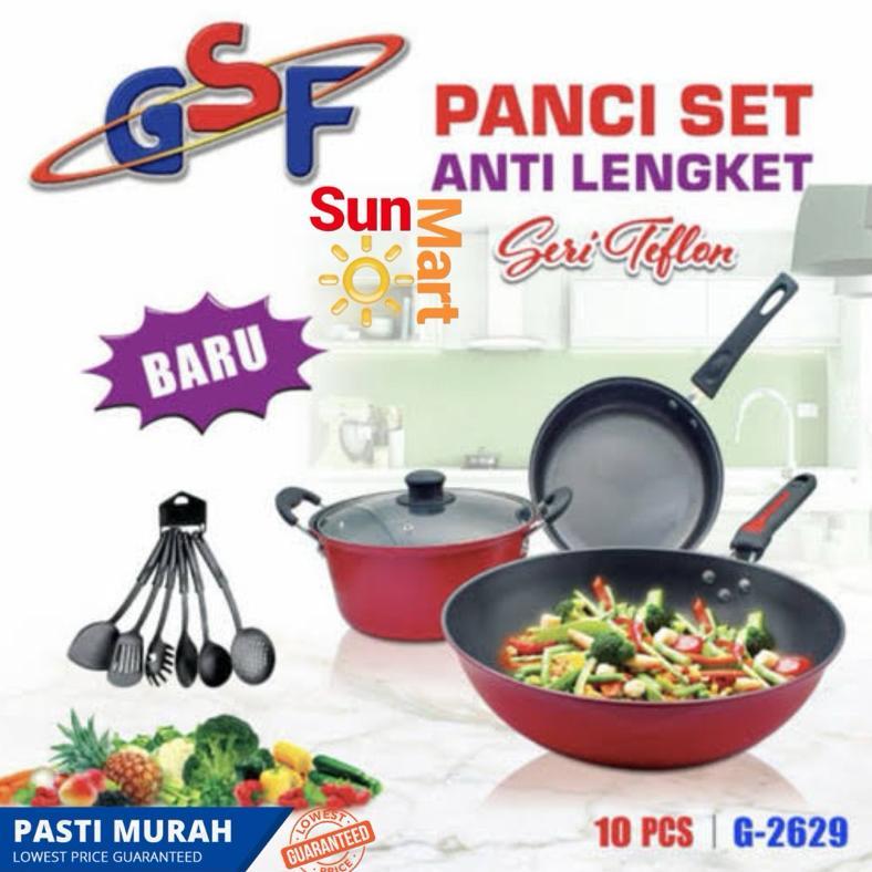 NEW PANCI SET GSF G-2629 / PANCI SET SPATULA GSF 2629 / PANCI SET SERI TEFLON SPATULA 10PCS GSF 2629