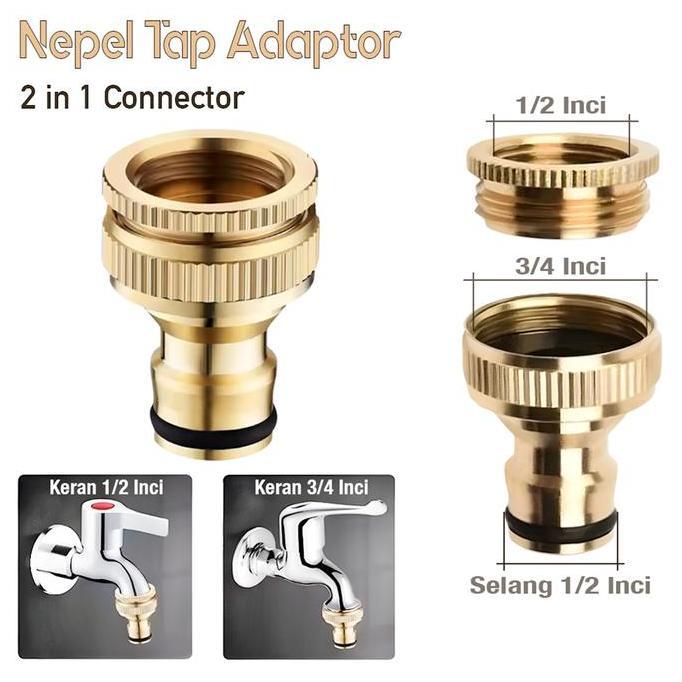 Popnew- Upclean- Tap Adaptor Quick Konektor 1/ & 3/4 Inch Nepel Sambungan Keran Air Ke Selang Inlet 