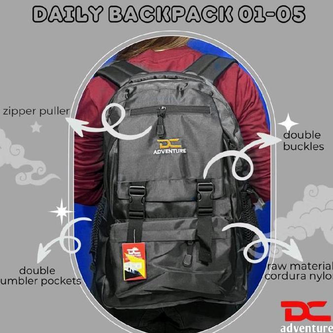 DC ADVENTURE 0105 HITAM Tas Ransel Perempuan dan Laki-laki Tas /Backpack Kualitas Premium Tas Laptop