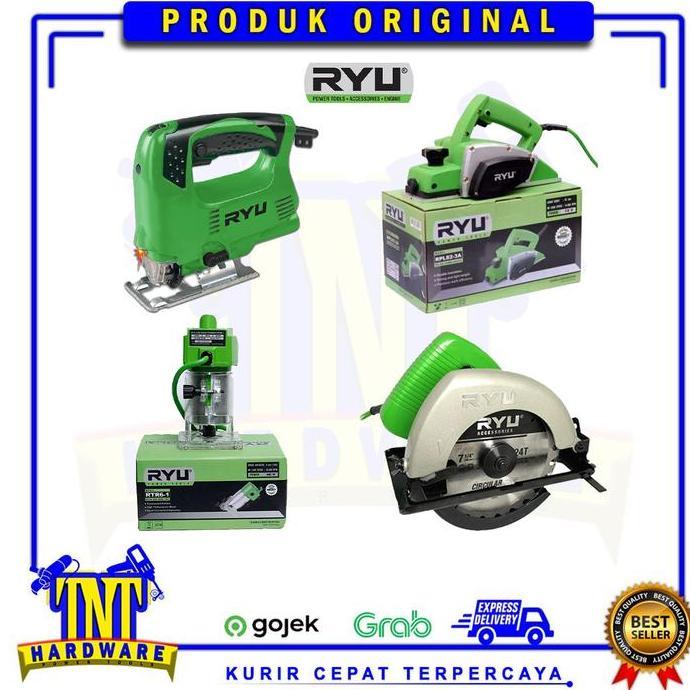 Terlaris Paket Tukang Kayu Komplit Ryu Planer/Circular Saw/Jig Saw/Trimmer