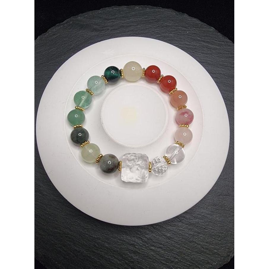 Gelang Batu Mix Crystal Quartz Full Natural Bead 9 Tails Fox HQ 9-11mm F1458