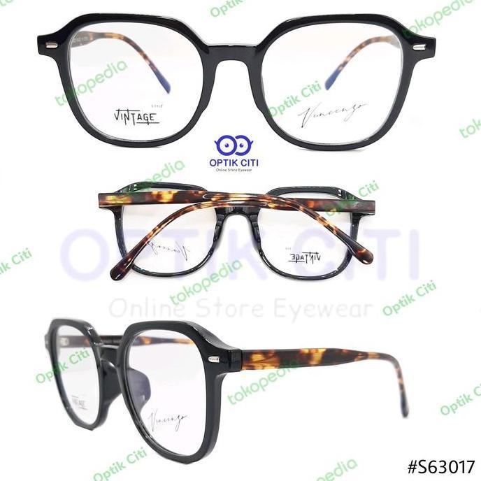 FRAME KACAMATA PRIA WANITA KOTAK BESAR VINCENZO VINTAGE 63 17 ORIGINAL