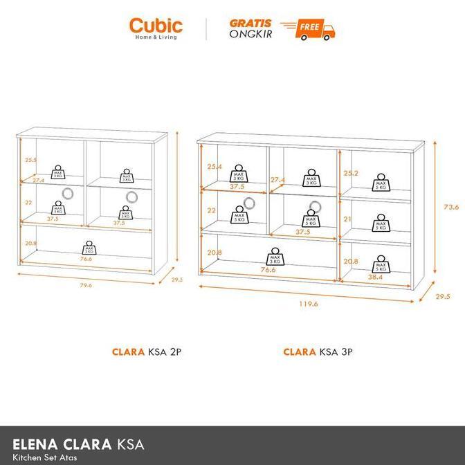 Cubic Kitchen Set Dapur Minimalis / Kabinet Rak Dapur Basah / ELENA CLARA Hitam