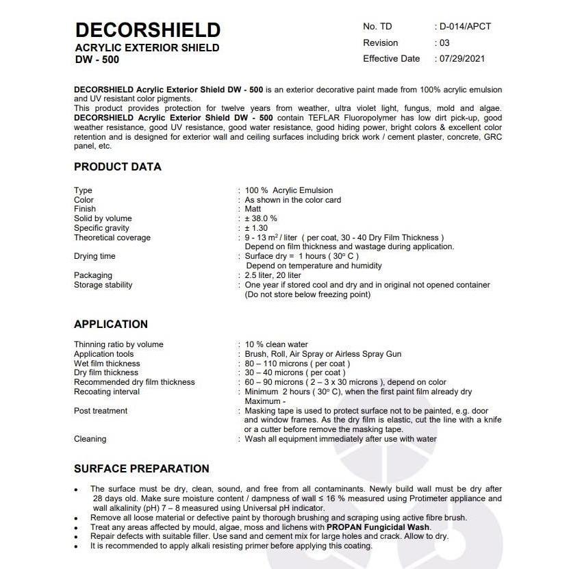 * CAT PROPAN DECORSHIELD DW-500 20 LITER - WARNA TINTING //