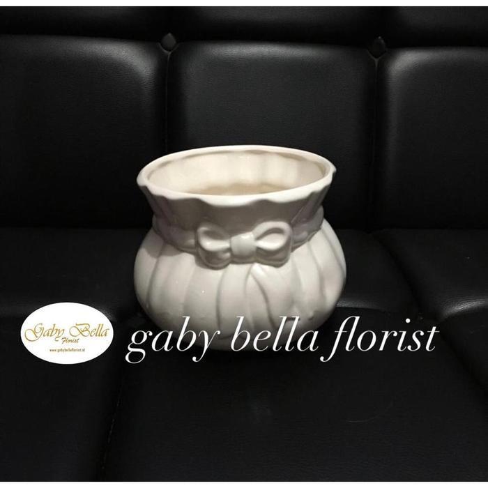 TERLARIS Pot keramik bunga meja Vas keramik putih Vas keramik meja Pot bunga putih Pot bunga fresh k