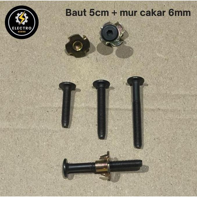 cusss order] Baut JCBC m6 5cm + mur cakar 6mm | baut mur cakar hitam 5cm speaker bagus
