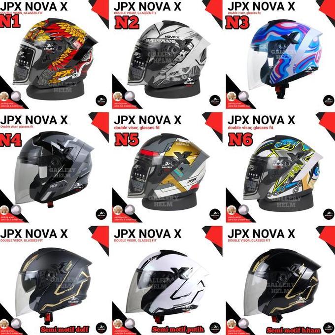 Promo Jpx Nova X Varian Motif V0.2  X N1 N2 N3 N4 N5 N6 | Helm Jpx Nova X Half Face Motorcycle
