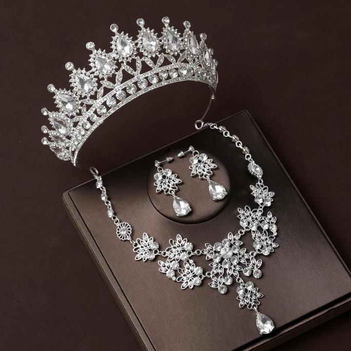 Set Rapunzel Mahkota Kalung - Mahkota Anting Kalung - Aksesoris Pengantin
