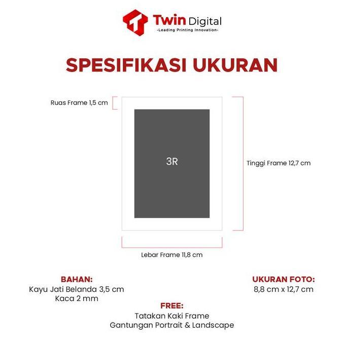 Bingkai Minimalis Frame Foto Kayu Jati Belanda 3R - Pigura 12,7x11,8cm HT