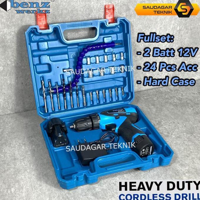Bor Cordless Drill Benz 18V 12V Mesin Bor Batre Benz 12 V 18 V