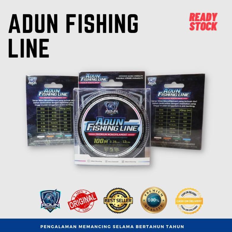 Senar Pancing Nilon Monofilament Adun Fishing Line 100m Untuk Mancing Lomba Galapung Galatama