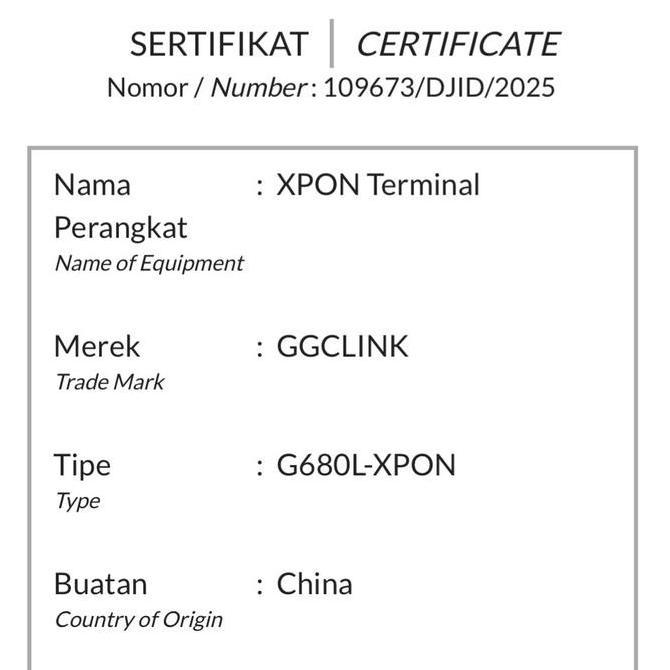 ONT XPON DUALBAND GGCLink G680L NEW , XPON GPON EPON ONU DUALBAND