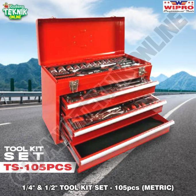 Terlaris Tool Set 105Pcs Wipro Ts-105 / Alat Pertukangan Alat Bengkel Tool Kit Tool Box Ts 105 - Too
