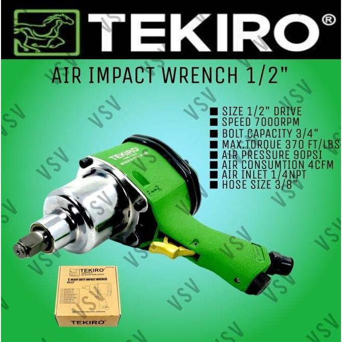 Terlaris Tekiro Heavy Duty Impact Wrench 1/2" Air Impact Wrench 1/2" Tekiro