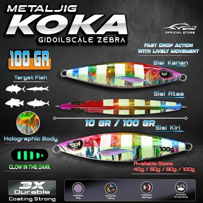 Metal Jig 100 Gram SKYVIU KOKA GID ZEBRA Minyak 100gr Umpan Jigging 100g Umpan Pancing Laut 100 gr K