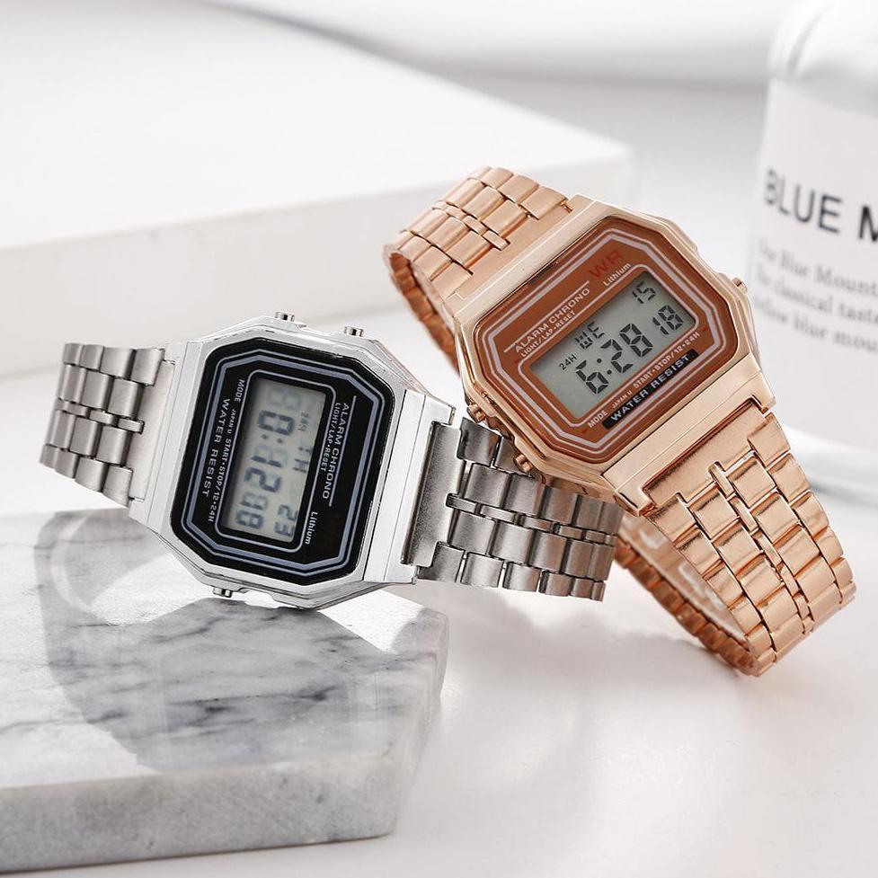 RECOMMENDED JAM TANGAN DIGITAL PRIA/WANITA CASIO KOTAK JAM TANGAN STAINLESS TERBARU KEKINIAN