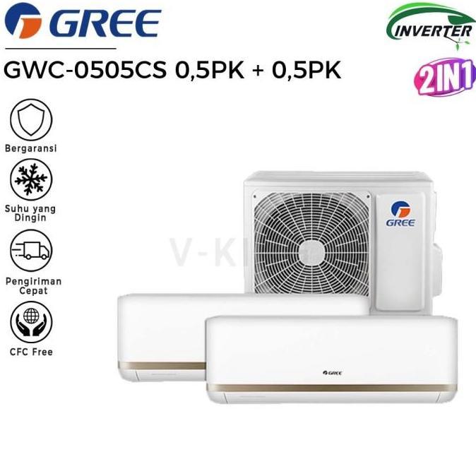 AC 0,5 + 0,75PK GREE GWC-0507CS Combo 2 in 1 AC Split Inverter Air Con