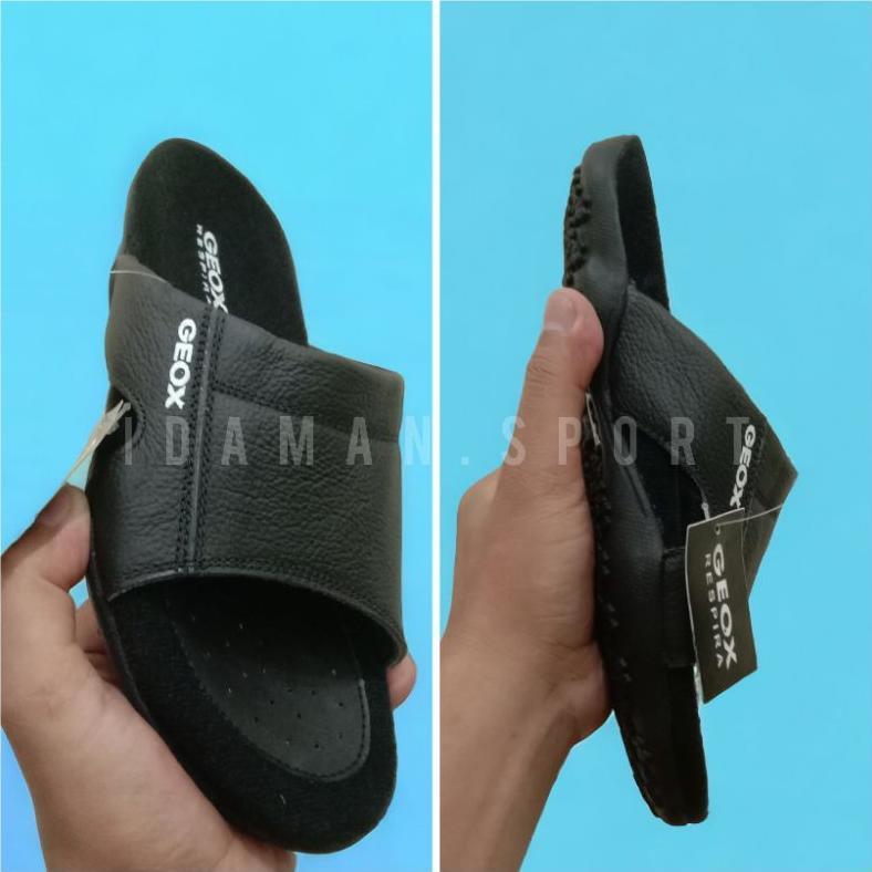 Best Seller Sandal Geox_Pria Kulit Selop Cowok / Sandal Bapak-Bapak Ganteng Bahan Kulit Slip On Geox