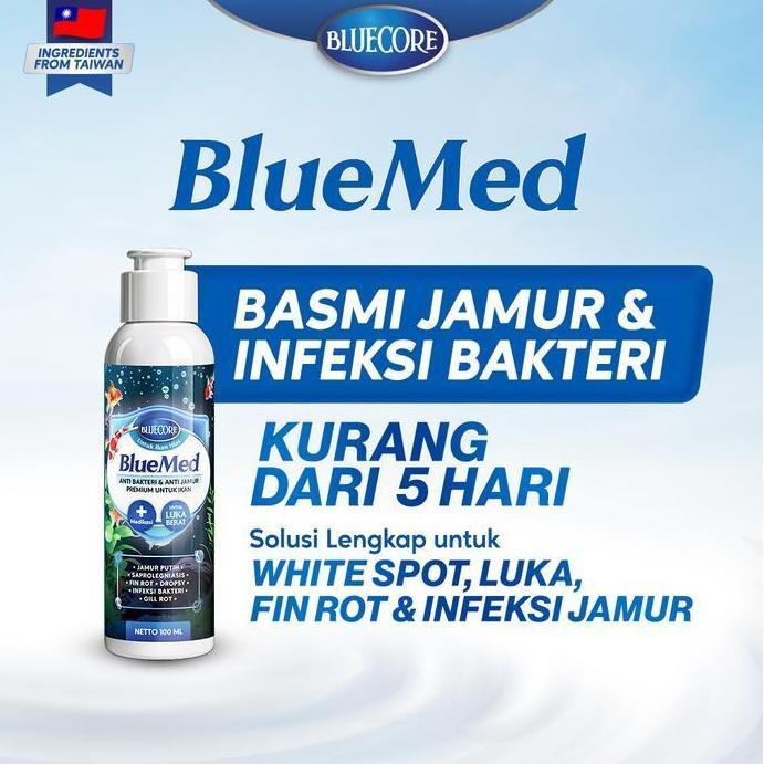 Bluecore BlueMed - Cairan Anti jamur & Antibiotik Ikan Mengatasi White Spot, Fin Rot, Infeksi Bakter