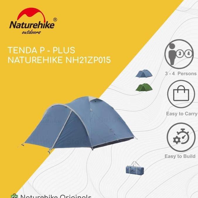 VIRALL TENDA P-PLUS DOME CAMPING 4 ORANG DOUBLE LAYER NATUREHIKE NH21ZP015 *