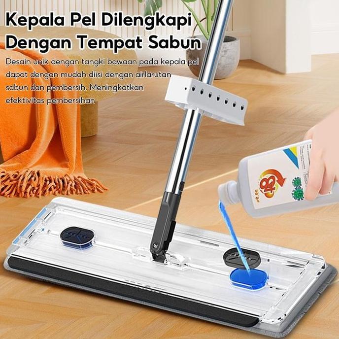LuvHome 42cm Alat Pel Lantai Datar Jumbo Pel Cuci Peras Otomatis Memiliki Wiper Anti Karat Kain Micr