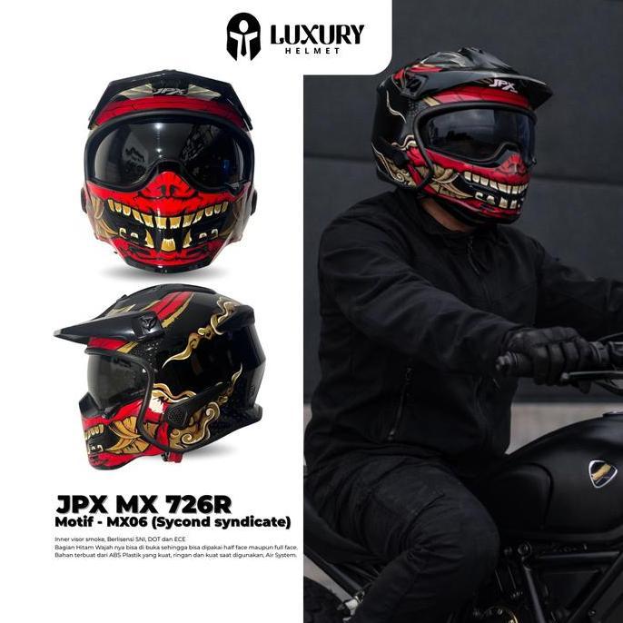 Promo Helm Jpx Full Face Mx-726R-R06 Second Syndicate - Halfface - Fullface