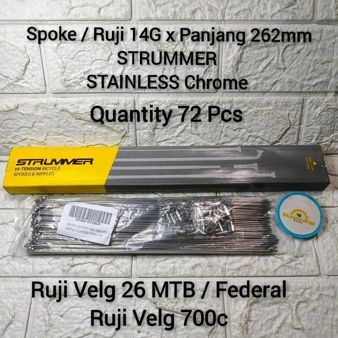 Promo Spoke Ruji Jari 262 Strummer Stainless Chrome 14G X 262Mm Rims 26 Mtb Federal Velg Datar Dan R